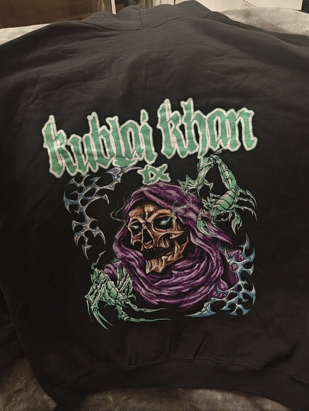 Kublai Kahn Graphic Skull Hoodie Kangaroo Pouch New No Tags XL - Picture 3 of 5